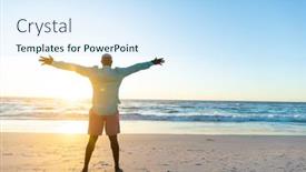  Presentation with happy retirement - Theme consisting of rear-view-of-african-american background and a sky blue colored foreground