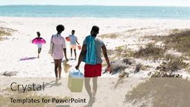  Presentation with walking together - PPT theme with rear-view-of-african-american background and a soft green colored foreground