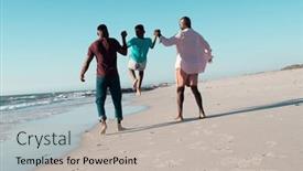  Presentation with child enjoy - PPT theme enhanced with rear-view-of-african-american background and a mint green colored foreground