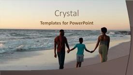  Presentation with holding hands family walking - PPT theme featuring rear-view-of-african-american background and a lemonade colored foreground