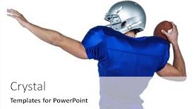  Presentation with american football - Theme featuring rear view of american football player throwing the ball against white background background and a white colored foreground