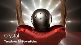  Presentation with spotlight - Slide set featuring rear view of american football player with arms raised against spotlight background and a tawny brown colored foreground