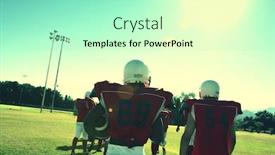  Presentation with football field - Slides having rear view of american football team on field background and a mint green colored foreground