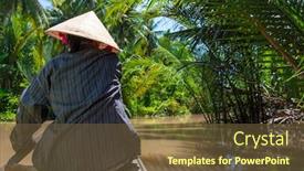  Presentation with mekong delta - Colorful PPT layouts enhanced with rear-view-of-anonymous-local backdrop and a tawny brown colored foreground