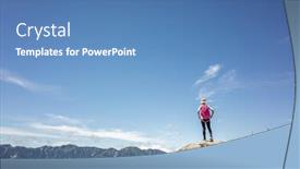  Presentation with mountain climbing - Amazing presentation design having rear view of asian climbing woman look far away at hehuan mountain taiwan backdrop and a teal colored foreground