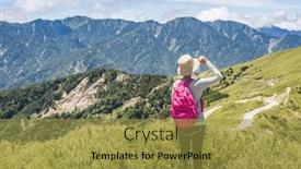  Presentation with mountain climbing - PPT layouts enhanced with rear-view-of-asian-climbing background and a gold colored foreground