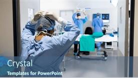  Presentation with operation theatre healthcare medical - Slide deck consisting of rear-view-of-asian-female background and a ocean colored foreground