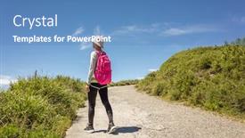  Presentation with mountain climbing - Colorful PPT theme enhanced with rear-view-of-asian-mountain backdrop and a teal colored foreground