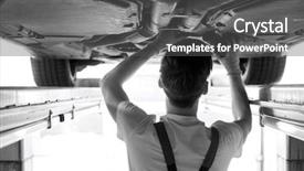  Presentation with automobile - PPT theme featuring rear view of automobile mechanic background and a dark gray colored foreground