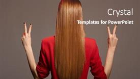  Presentation with long hair - Presentation design with rear view of beautiful woman with red long hair background and a tawny brown colored foreground