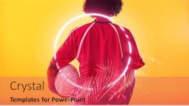  Presentation with female sport - PPT layouts having rear-view-of-biracial-female background and a red colored foreground