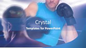  Presentation with boxing ring - Presentation with rear view of boxer standing against boxing ring illuminated background and a teal colored foreground