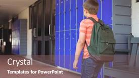  Presentation with backpack - PPT layouts with rear-view-of-boy background and a violet colored foreground