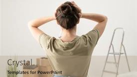  Presentation with holding hands - Colorful slides enhanced with rear-view-of-brunette-woman backdrop and a coral colored foreground