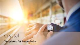  Presentation with waiting - Presentation design with rear-view-of-businessman-looking background and a lemonade colored foreground