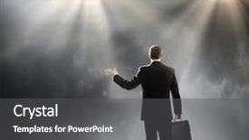  Presentation with stage lights - Presentation design consisting of rear view of businessman standing in lights of stage background and a dark gray colored foreground