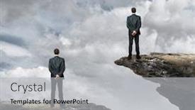  Presentation with rock - PPT layouts with businessman standing at rock edge background and a light gray colored foreground