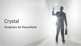  Presentation with walking - Cool new PPT theme with rear view of businessman walking backdrop and a white colored foreground