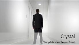  Presentation with walking - PPT theme having rear view of businessman walking background and a light gray colored foreground
