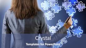  Presentation with pen - Amazing slides having digital logic - rear view of businesswoman drawing backdrop and a ocean colored foreground