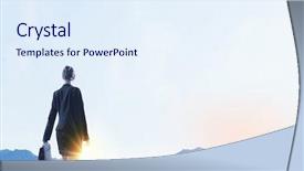  Presentation with mountain view - PPT theme consisting of rear view of businesswoman look at sunrise above mountain background and a sky blue colored foreground