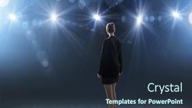  Presentation with stage lights - Presentation theme having rear-view-of-businesswoman-standing background and a tawny brown colored foreground