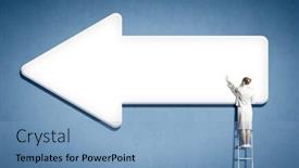  Presentation with rear view of bodyguard - Presentation design with rear view of businesswoman standing on ladder place for text background and a light blue colored foreground