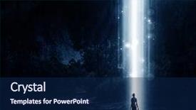  Presentation with light - Slide deck consisting of rear view of businesswoman standing in light of way background and a navy blue colored foreground