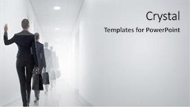  Presentation with walking - Beautiful slides featuring rear view of businesswoman walking backdrop and a light gray colored foreground