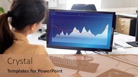  Presentation with writing-notes - Presentation theme with rear-view-of-caucasian-businesswoman background and a  colored foreground