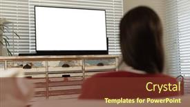  Presentation with living room - PPT theme enhanced with rear-view-of-caucasian-young background and a tawny brown colored foreground