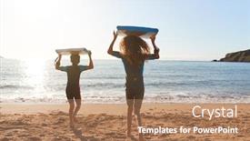  Presentation with rear view mirror - Cool new slides with rear-view-of-children backdrop and a coral colored foreground