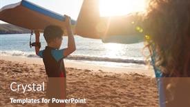 Presentation with children - Colorful slide deck enhanced with rear-view-of-children backdrop and a tawny brown colored foreground
