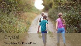  Presentation with activity - PPT theme enhanced with rear-view-of-children background and a coral colored foreground