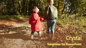  Presentation with woodland - Theme enhanced with rear view of children on autumn walk in woodland together background and a tawny brown colored foreground