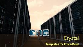  Presentation with classy - Beautiful presentation theme featuring rear view of classy businessman in a server hallway backdrop and a wine colored foreground