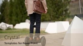  Presentation with gyroscope - PPT theme featuring rear-view-of-contemporary-businessman background and a coral colored foreground