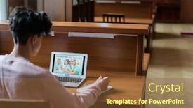  Presentation with front desk - Beautiful presentation featuring rear-view-of-contemporary-college backdrop and a tawny brown colored foreground