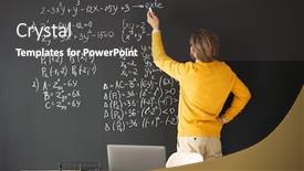  Presentation with audience - Presentation theme consisting of rear-view-of-contemporary-teacher background and a dark gray colored foreground