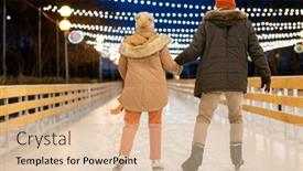  Presentation with ice rink - Colorful slide set enhanced with rear-view-of-couple-holding backdrop and a lemonade colored foreground