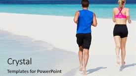  Presentation with running - Cool new PPT theme with rear view of couple running backdrop and a lemonade colored foreground