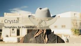  Presentation with western cowboy - Presentation theme enhanced with rear-view-of-cowboy-western background and a soft green colored foreground