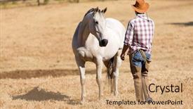  Presentation with western cowboy - Beautiful presentation design featuring rear view of cowboy backdrop and a coral colored foreground