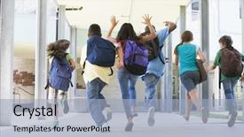  Presentation with school elementary - Beautiful presentation theme featuring rear view of elementary school backdrop and a light blue colored foreground