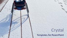  Presentation with track field - Audience pleasing PPT theme consisting of rear-view-of-empty-modern backdrop and a sky blue colored foreground