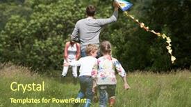  Presentation with kite - Slide set consisting of rear view of family flying background and a tawny brown colored foreground