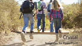  Presentation with rear view of bodyguard - Presentation theme consisting of rear view of family hiking background and a  colored foreground
