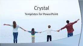  Presentation with family holding hands - Slides enhanced with rear view of family holding background and a cool aqua colored foreground