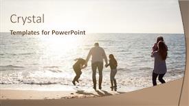  Presentation with sea sun - Audience pleasing PPT layouts consisting of rear-view-of-family-jumping backdrop and a cream colored foreground