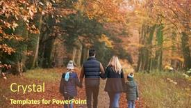  Presentation with walking together - PPT layouts with rear-view-of-family-walking background and a tawny brown colored foreground